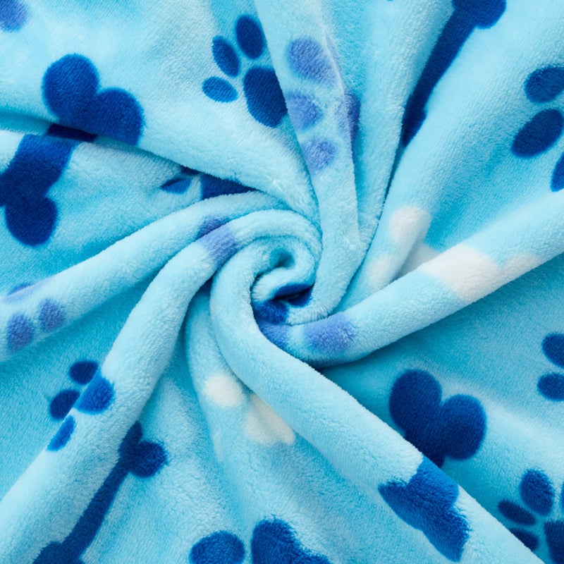 Allisandro Luxurious Dog Blanket, 350 GSM Super Fuzzy Microplush Fleece Pet Blankets for Small Medium Large Dogs and Cats, Blue Paw and Bone, 32" x 24" - Image 2